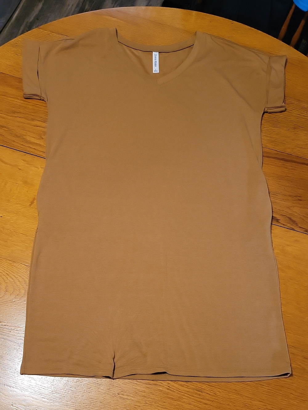 Zenana Outfitters V-Neck Dress in Camel